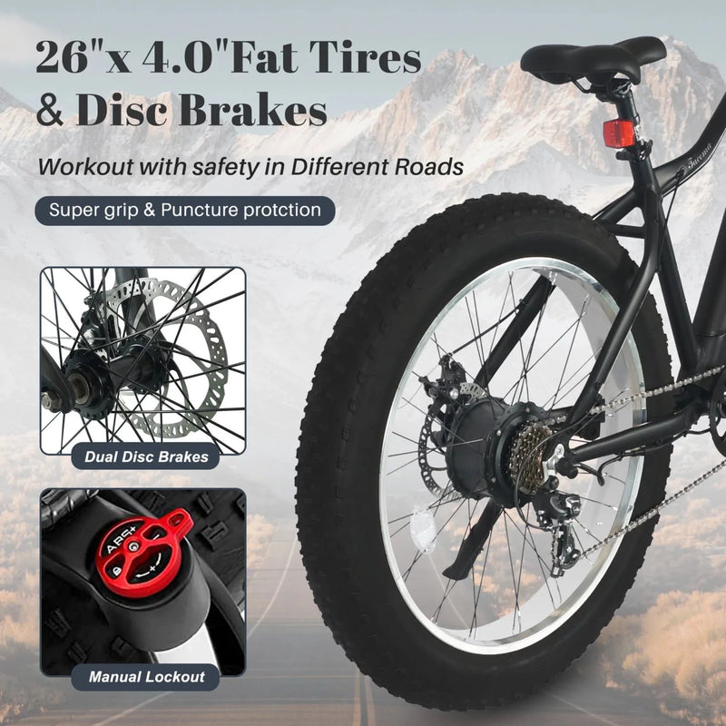 Tracer 800W 26" Tacoma Fat Tire Electric Bike MB-EB-TACOMA-BK/PLS