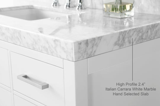 Ancerre Designs Elizabeth Bathroom Vanity With Sink And  Carrara White Marble Top Cabinet Set