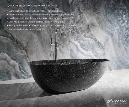 Ancerre Designs Anjuna 67" Freestanding Firged Carbon Fiber Bathtub