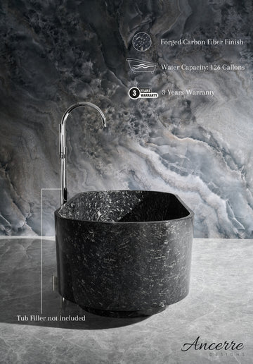 Ancerre Designs Odessa 67" Freestanding Forged Carbon Fiber Bathtub