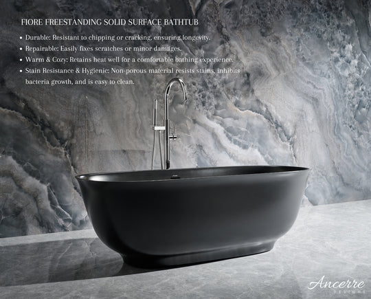 Ancerre Designs Fiore 67" W X 29.5" D Fiore Freestanding Solid Surface Bathtub