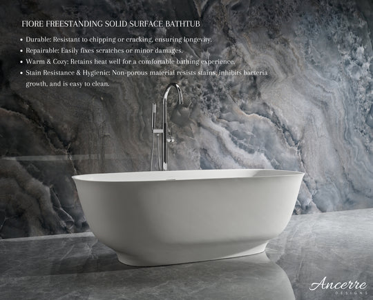 Ancerre Designs Fiore 67" W X 29.5" D Fiore Freestanding Solid Surface Bathtub