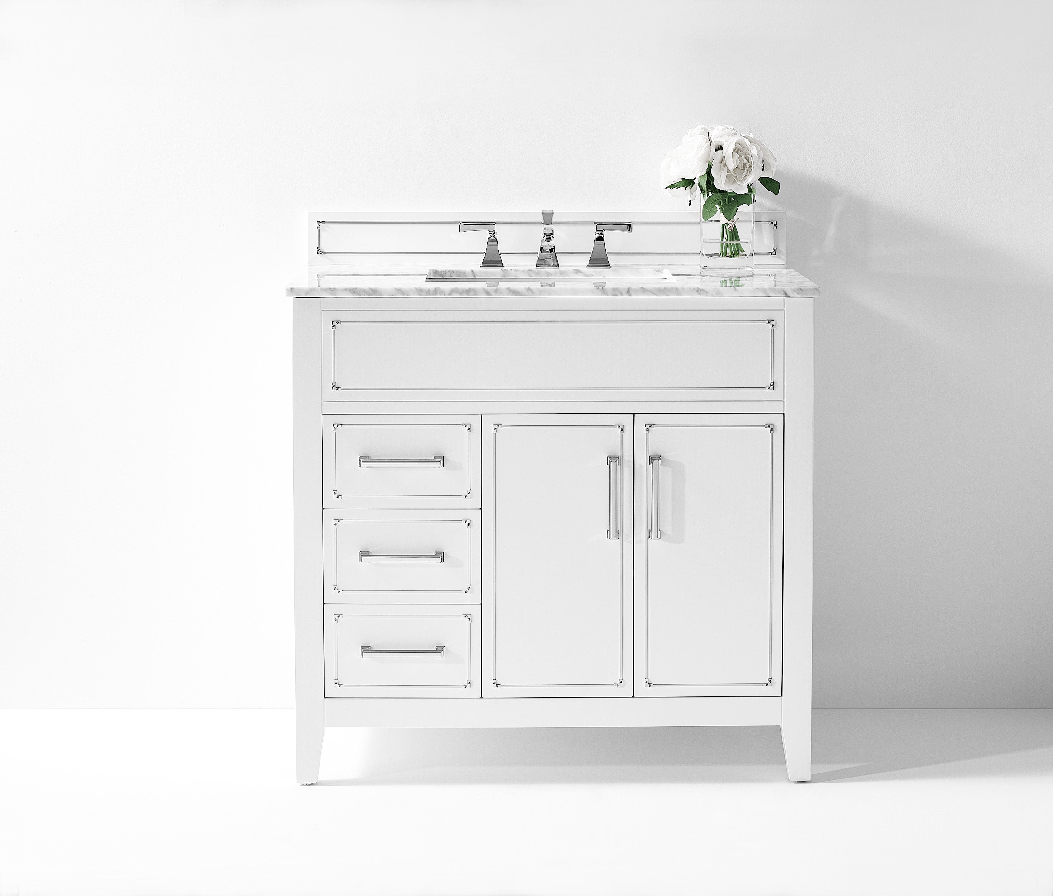 Ancerre Designs Aspen Bathroom Vanity With Sink Ank Carrara White Marble Top Cabinet Set