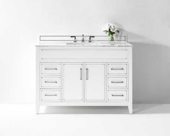 Ancerre Designs Aspen Bathroom Vanity With Sink Ank Carrara White Marble Top Cabinet Set