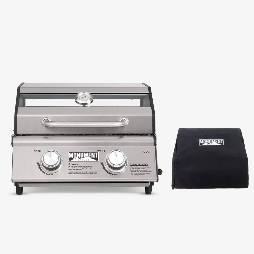 Monument Grills G22 Stainless Tabletop Gas Grill 2 Burners Liquid Propane Gas