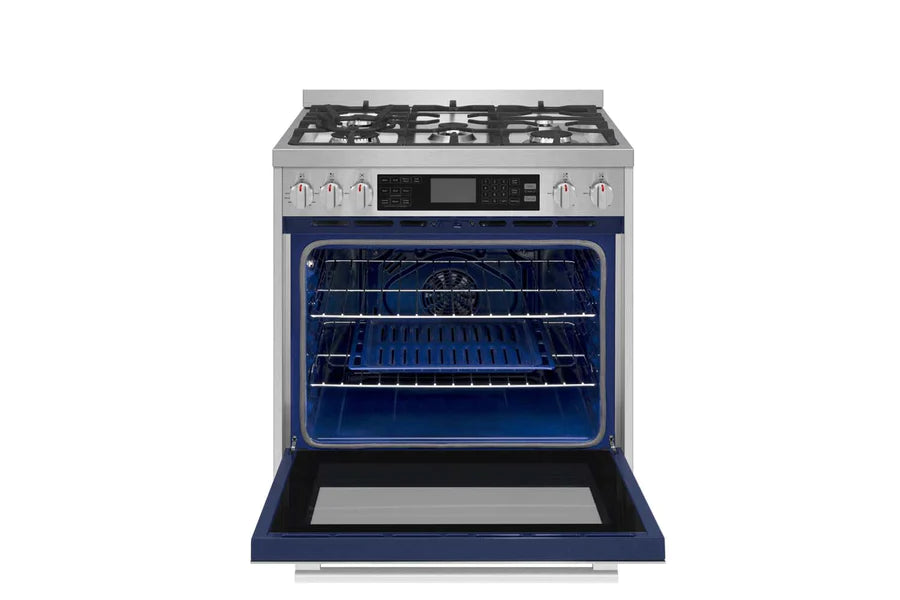 ROBAM 30-Inch 5 Cu. Ft. Oven Dual Fuel Gas Range with 5 Sealed Brass Burners in Stainless Steel (G517K)