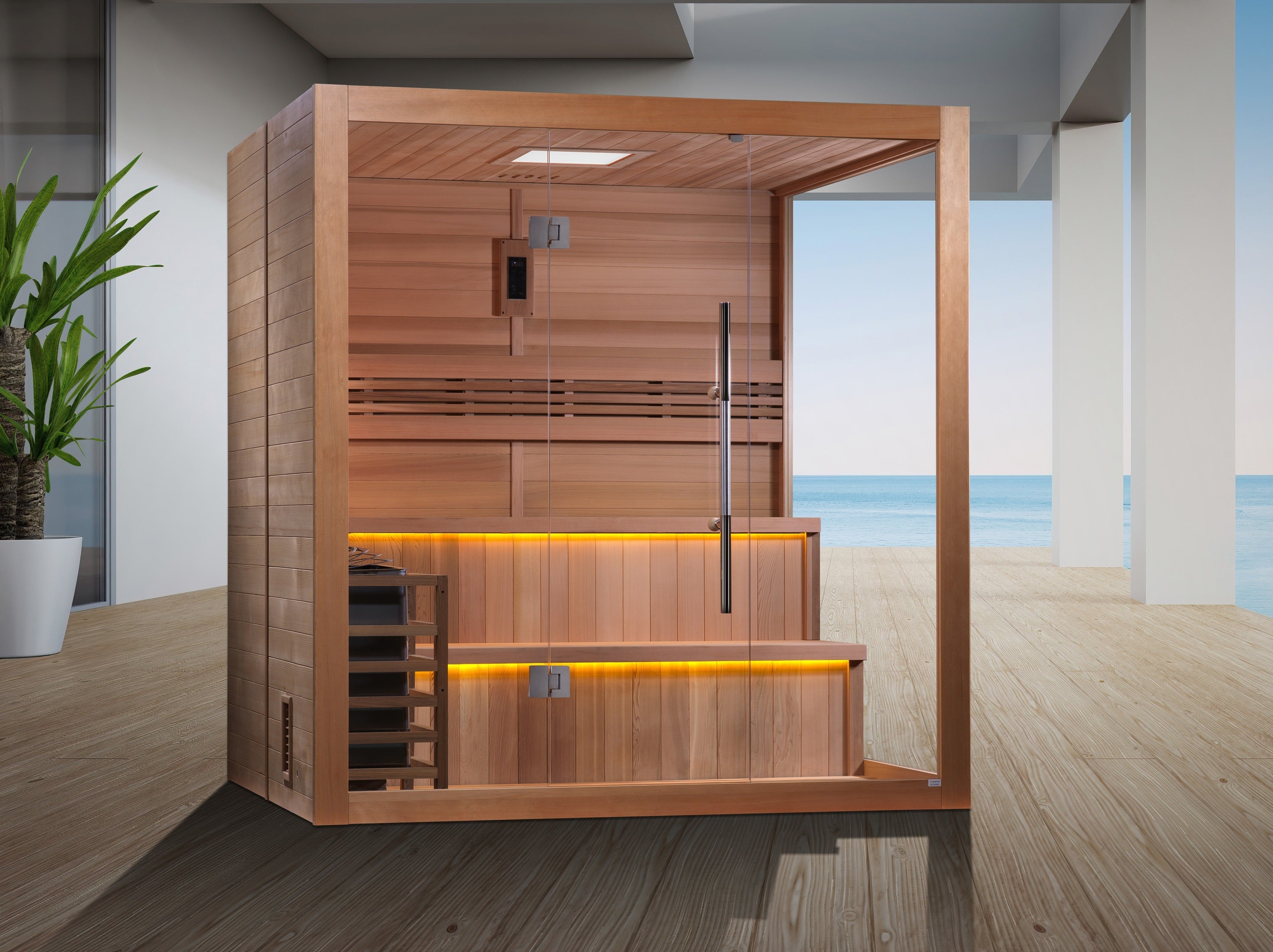 Golden Designs "Kuusamo Edition" 6 Person Traditional Steam Sauna (GDI-7206-01) - Canadian Red Cedar Interior