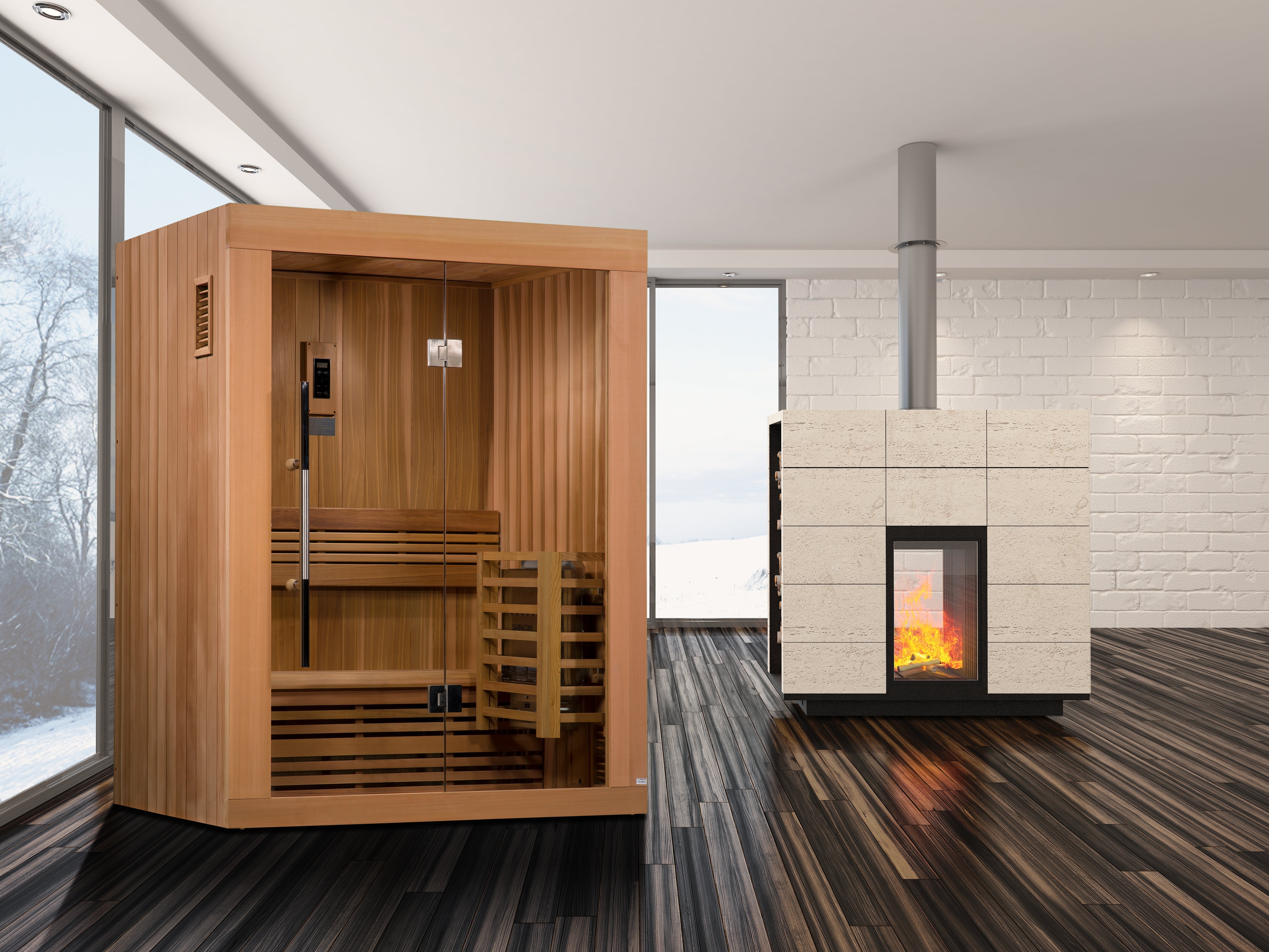 Golden Designs "Sundsvall Edition" 2 Person Traditional Steam Sauna - Canadian Red Cedar GDI-7289-01