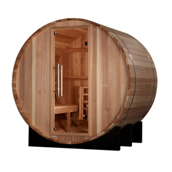 Golden Designs "St. Moritz" 2 Person Barrel Traditional Sauna - Pacific Cedar GDI-B002-01