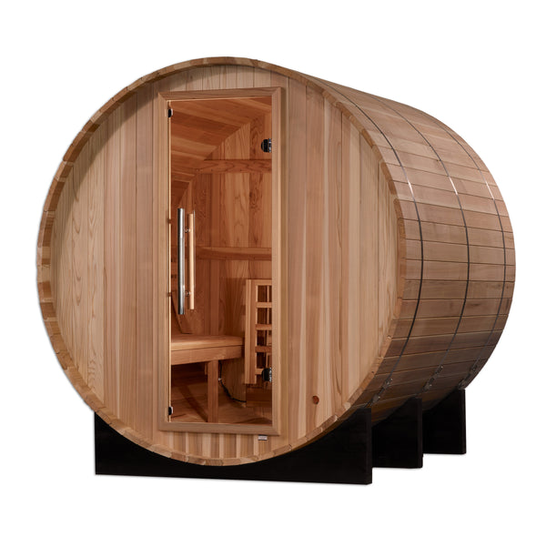 Golden Designs "Arosa" 4 Person Barrel Traditional Sauna - Pacific Cedar GDI-B004-01