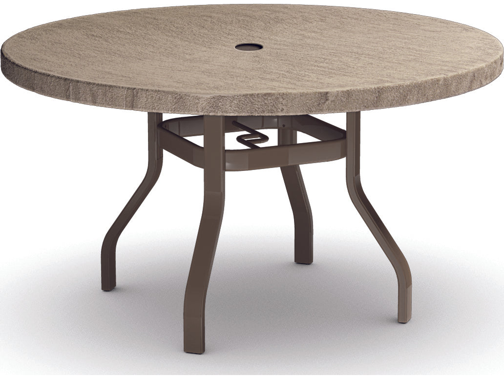 Homecrest Slate Aluminum 48'' Round Dining Table with Umbrella Hole