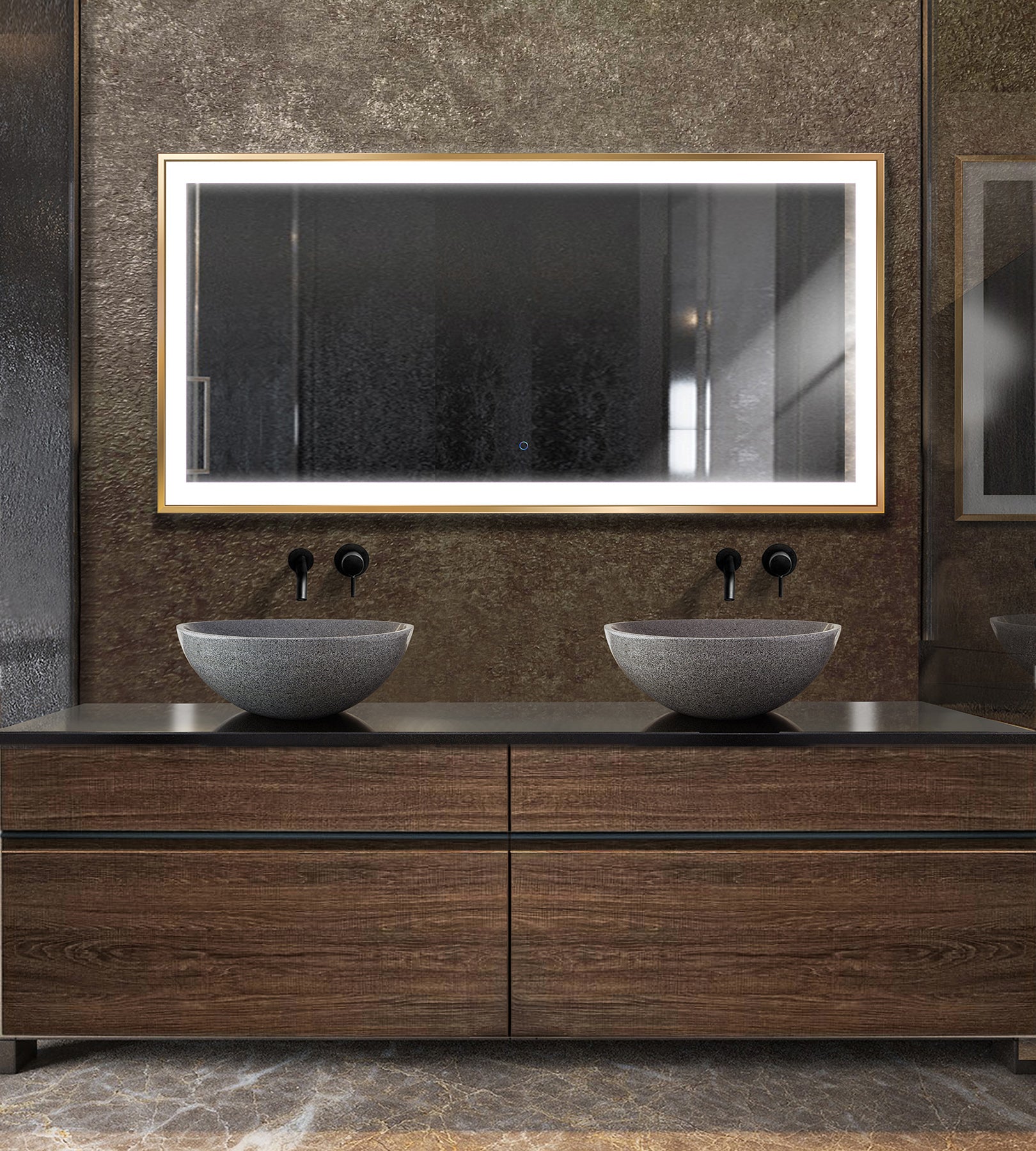 Krugg 60″ X 30″ Gold Soho LED Bathroom Mirror SOHO6030G