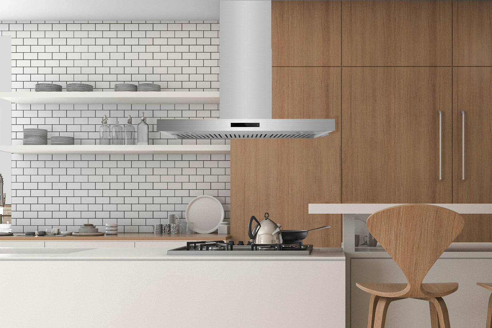 Hauslane 36-Inch Island T-Shaped Range Hood in Stainless Steel (IS-700SS-36)