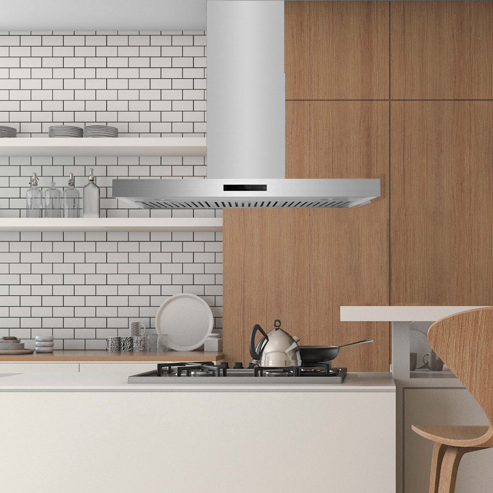 Hauslane 36-Inch Island T-Shaped Range Hood in Stainless Steel (IS-700SS-36)