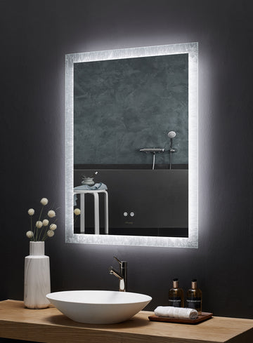 Ancerre Designs Frysta Led Frameless Rectangular Mirror Lighted Bathroom Vanity With Dimmer And Defogger