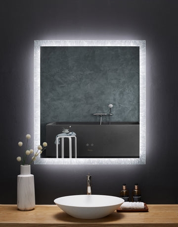 Ancerre Designs Frysta Led Frameless Rectangular Mirror Lighted Bathroom Vanity With Dimmer And Defogger