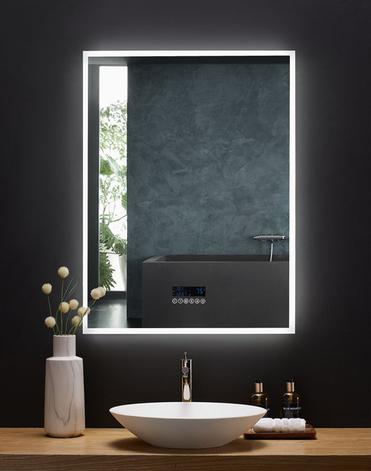 Ancerre Designs Immersion Led Lighted Bathroom Vanity Mirror With Bluetooth, Defogger, And Digital Display