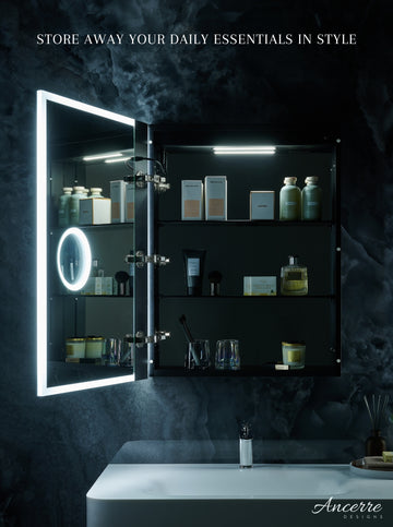 Ancerre Designs Pagani Led Mirror Cabinet With Defogger, Dimmer, Magnifier & Usb Outlet