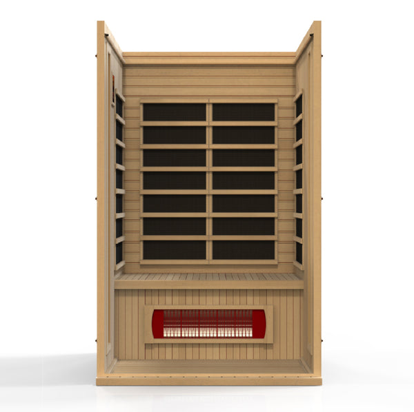 Golden Designs Maxxus "Serenity" Dual Tech 2 person Low EMF FAR Infrared Sauna Canadian Hemlock