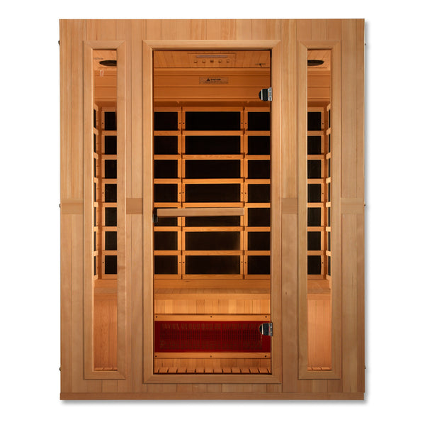 Golden Designs Maxxus "Trinity" Dual Tech 3 person Low EMF FAR Infrared Sauna Canadian Hemlock