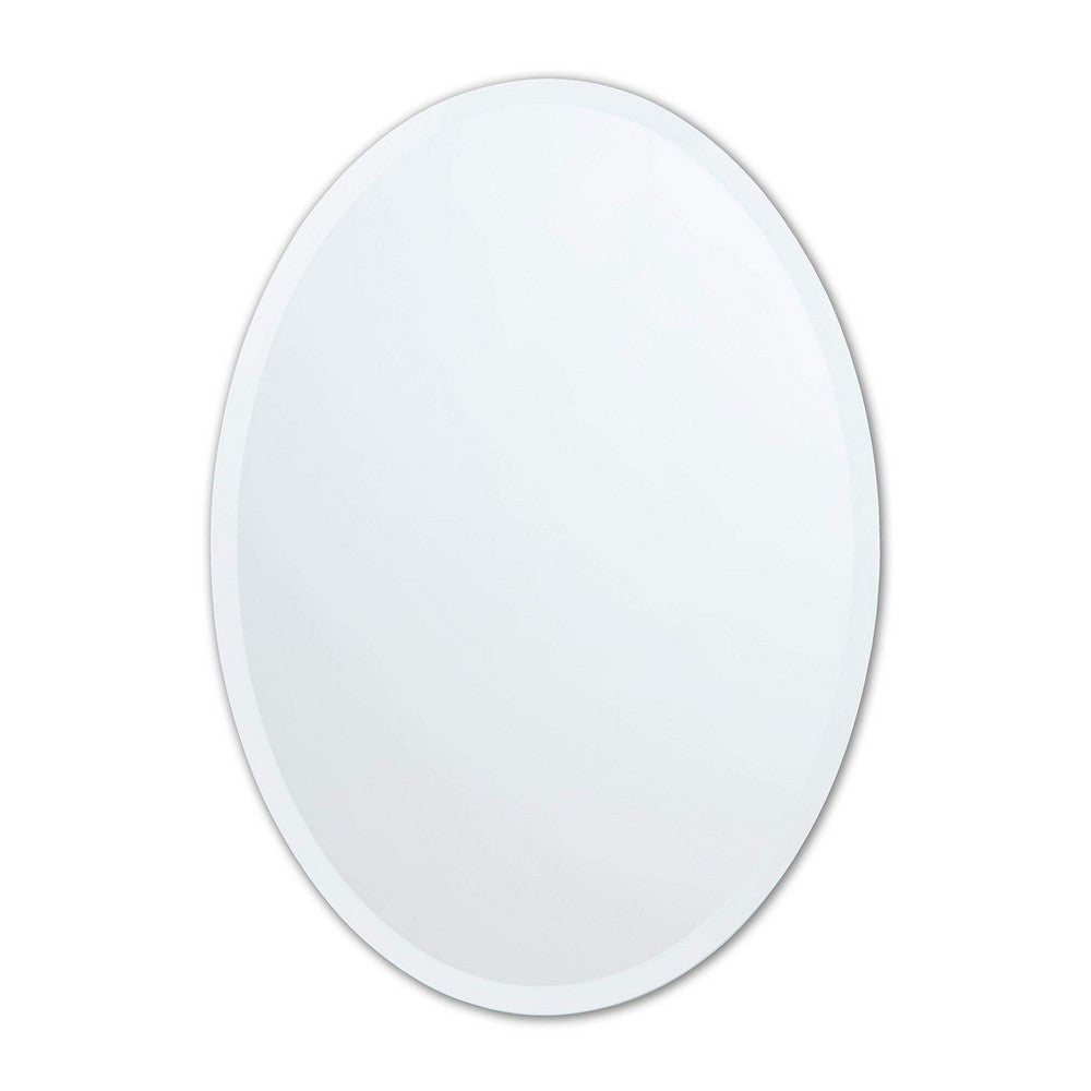 Design Element MIR-2028-OV-FL-PK2 Vera 20 x 28 Inch Small Oval Frameless Wall Mount Bathroom Vanity Mirrors - Set of 2