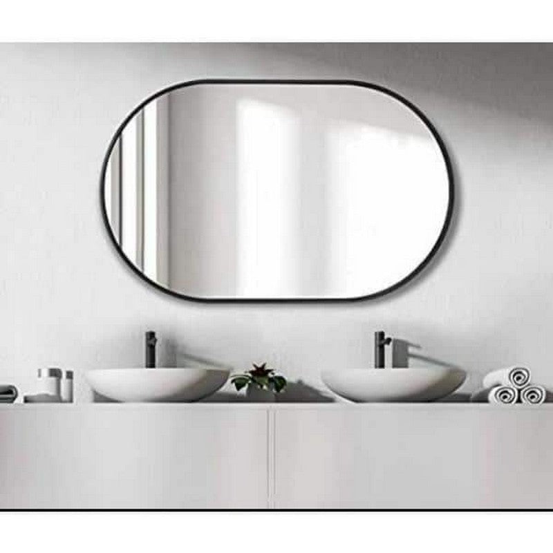 Design Element MIR-2432-OV-CH Vera 24 x 32 Inch Modern Oval Framed Wall Mount Bathroom Vanity Mirror