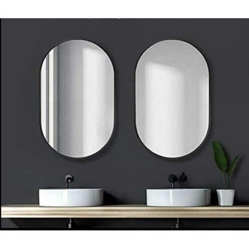 Design Element MIR-2432-OV-CH Vera 24 x 32 Inch Modern Oval Framed Wall Mount Bathroom Vanity Mirror