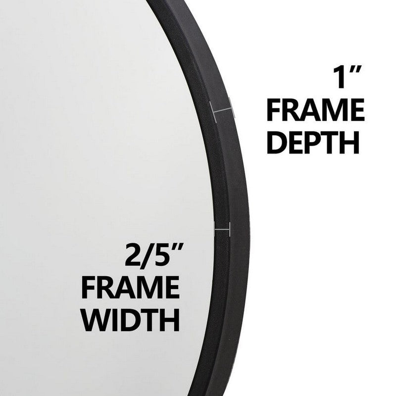 Design Element MIR-2828-RR-BK Vera 28 x 28 Inch Modern Round Framed Wall Mount Bathroom Vanity Mirror