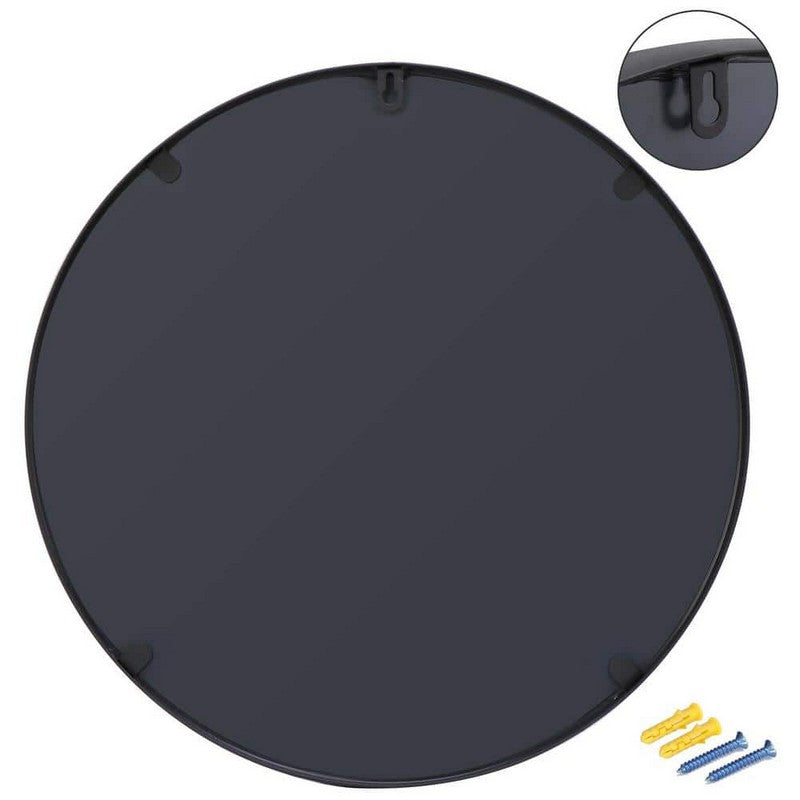 Design Element MIR-2828-RR-BK Vera 28 x 28 Inch Modern Round Framed Wall Mount Bathroom Vanity Mirror