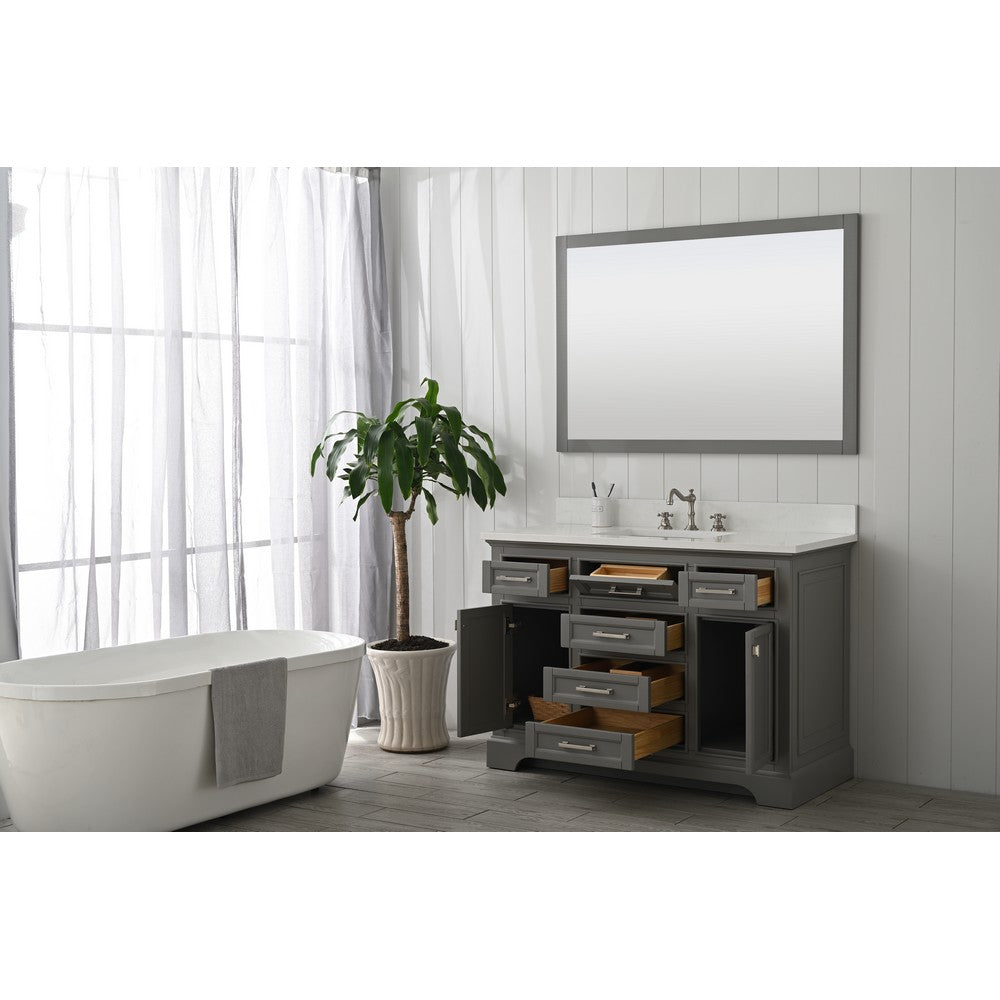 Design Element ML-48-GY Milano 48 Inch Bath Vanity in Gray with White Quartz Top