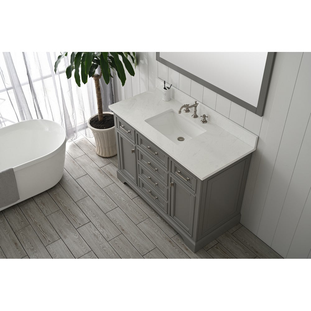 Design Element ML-48-GY Milano 48 Inch Bath Vanity in Gray with White Quartz Top