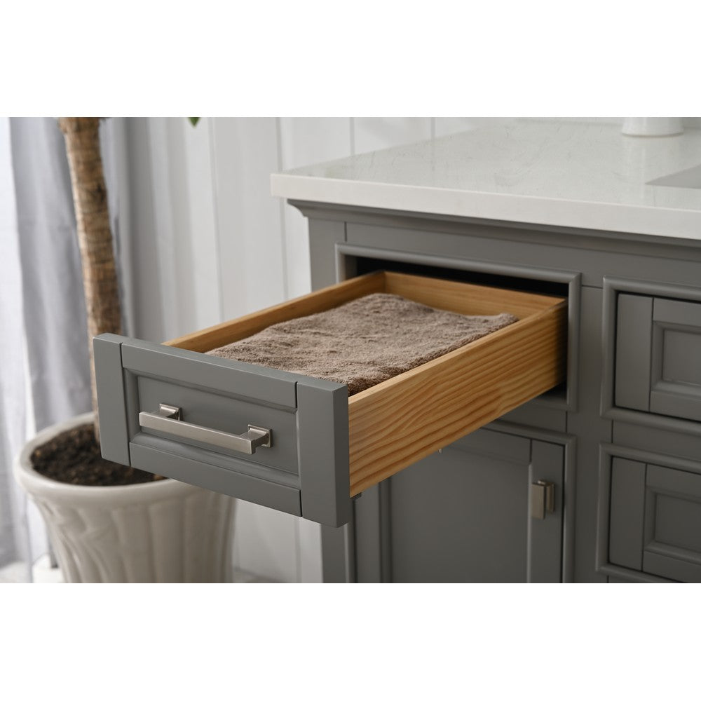 Design Element ML-48-GY Milano 48 Inch Bath Vanity in Gray with White Quartz Top