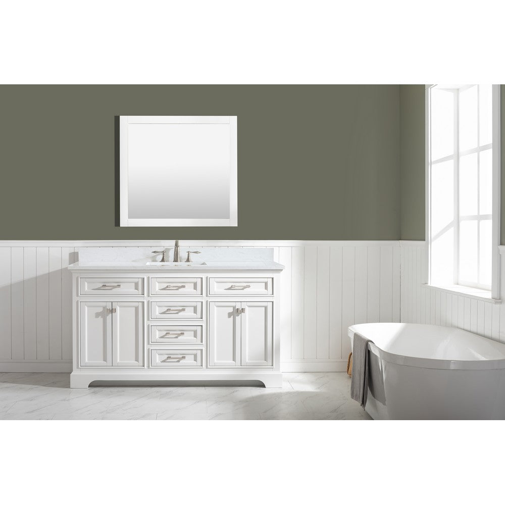 Design Element ML-60S-WT Milano 60 Inch Bath Vanity with White Quartz Top