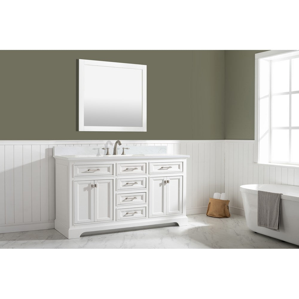 Design Element ML-60S-WT Milano 60 Inch Bath Vanity with White Quartz Top