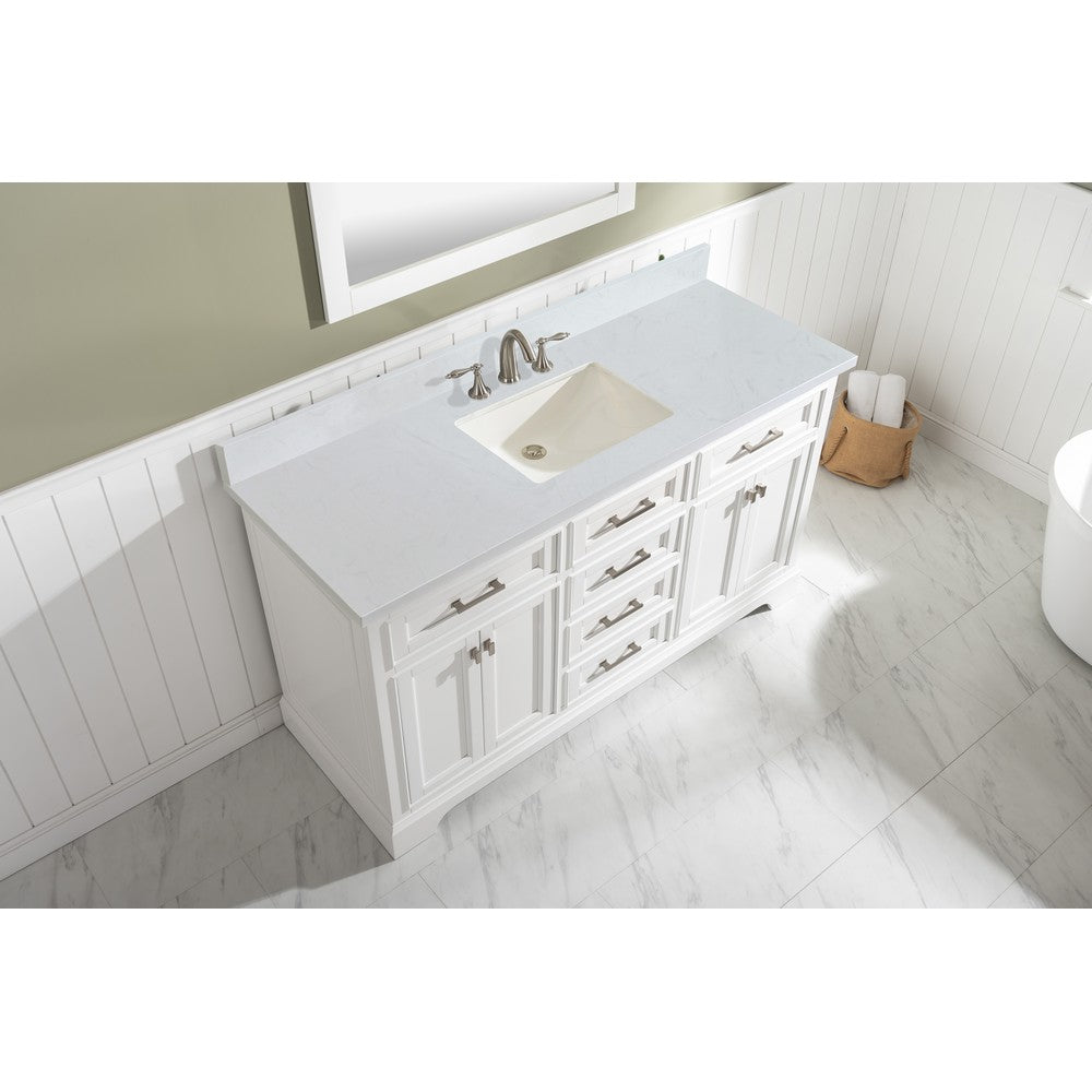 Design Element ML-60S-WT Milano 60 Inch Bath Vanity with White Quartz Top