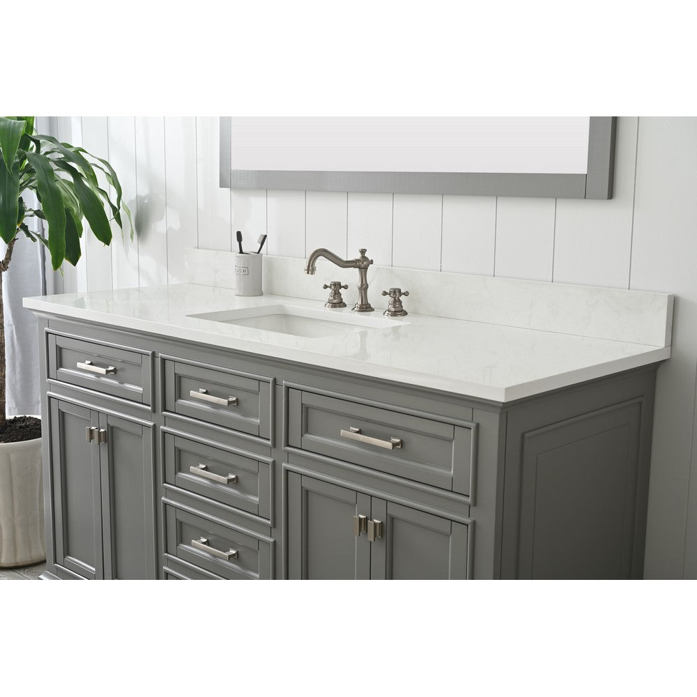 Design Element ML-60S-WT Milano 60 Inch Bath Vanity with White Quartz Top