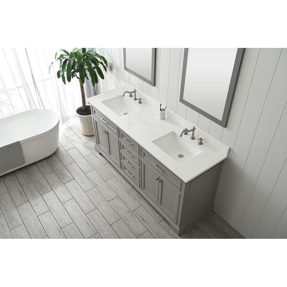 Design Element ML-72-GY Milano 72 Inch Bath Vanity in Gray with White Quartz Top