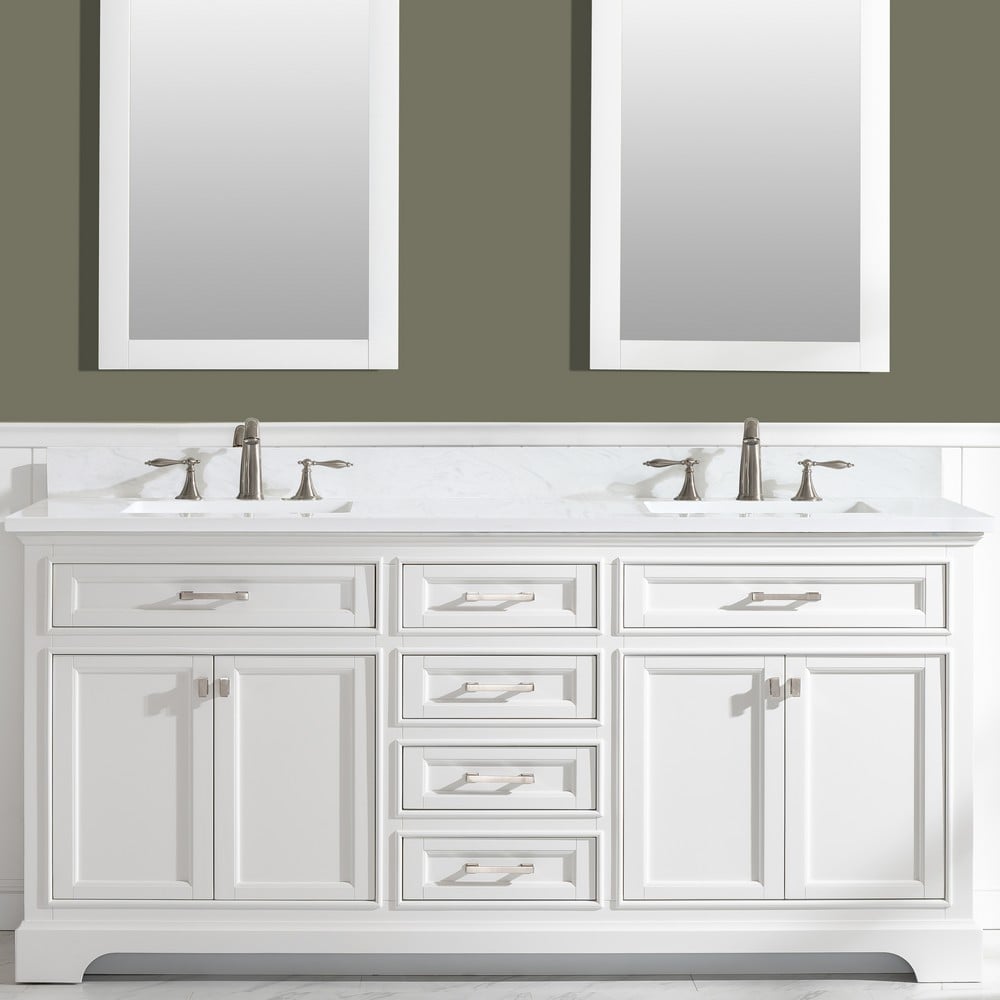 Design Element ML-72-WT Milano 72 Inch Double Vanity