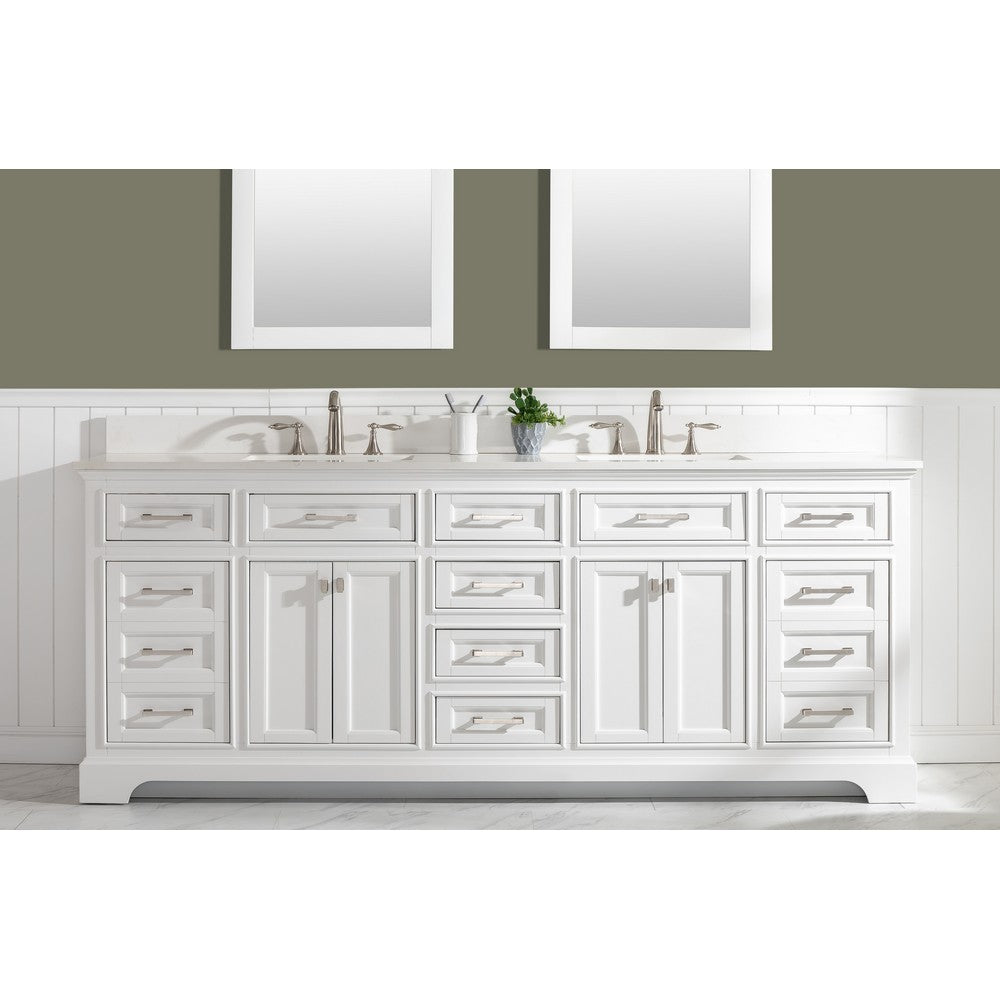 Design Element ML-84-WT Milano 84 Inch Double Sink Vanity