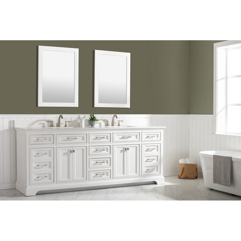 Design Element ML-84-WT Milano 84 Inch Double Sink Vanity