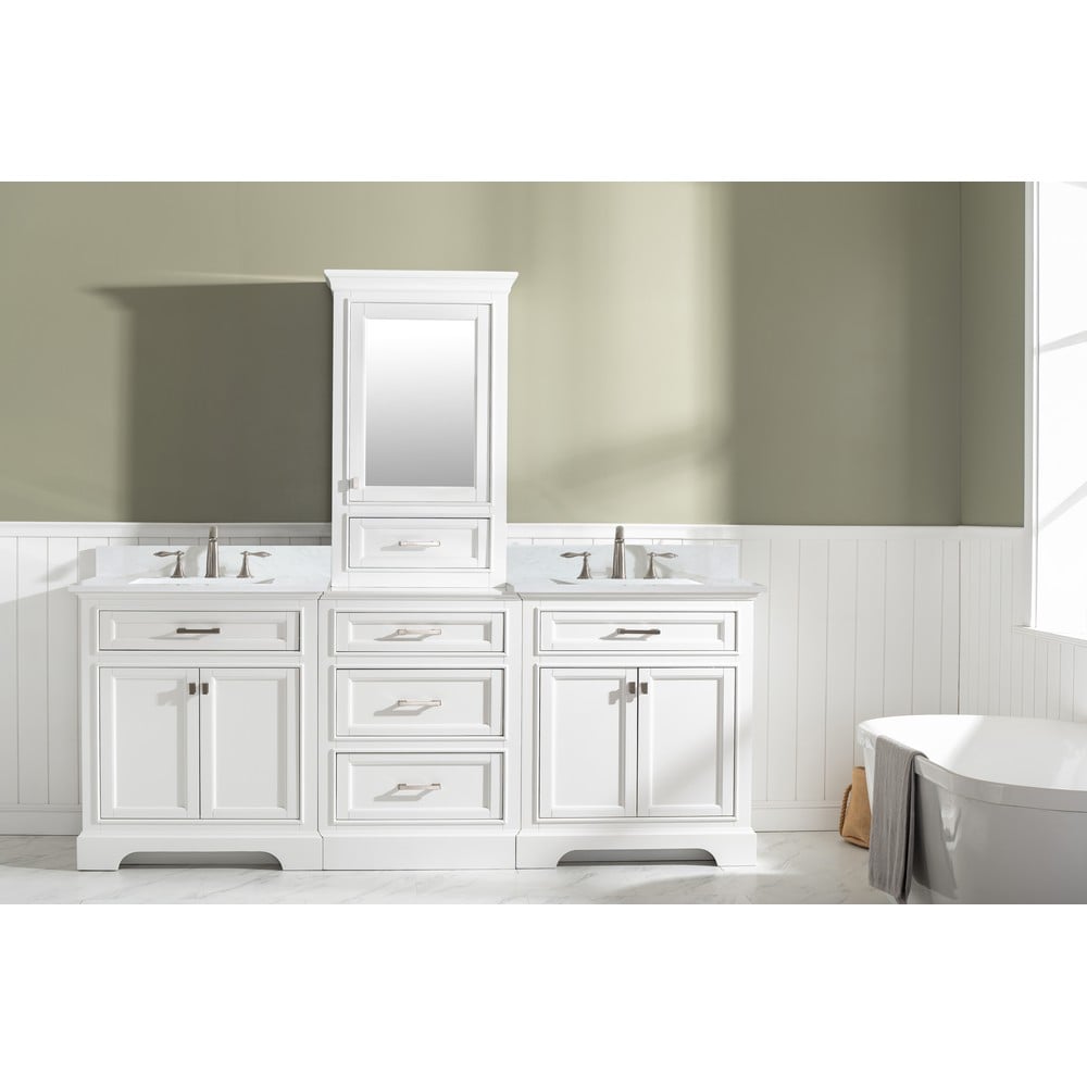 Design Element ML-84MC-WT Milano 84 Inch Freestanding Double Sink Modular Set Bathroom Vanity, White