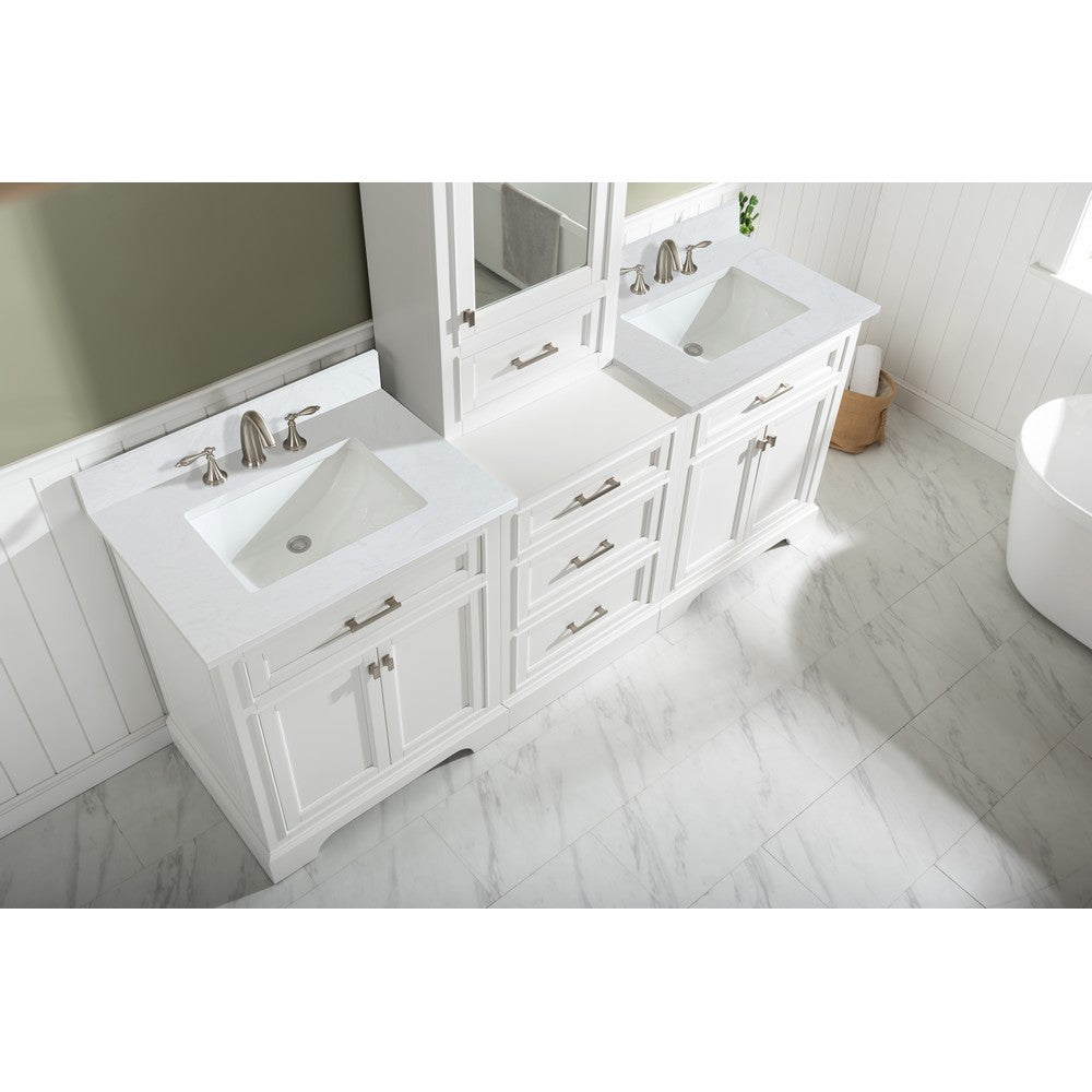 Design Element ML-84MC-WT Milano 84 Inch Freestanding Double Sink Modular Set Bathroom Vanity, White