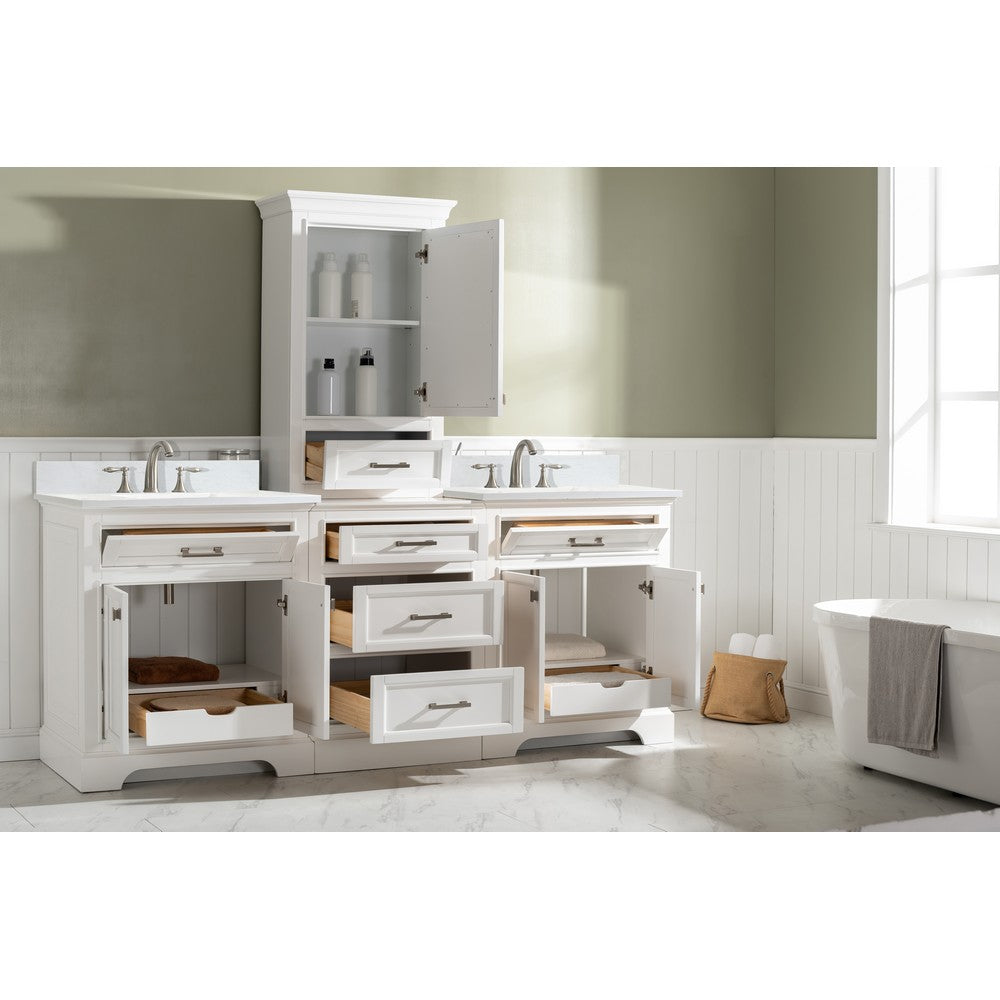 Design Element ML-84MC-WT Milano 84 Inch Freestanding Double Sink Modular Set Bathroom Vanity, White