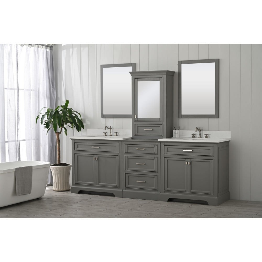 Design Element ML-84MC-WT Milano 84 Inch Freestanding Double Sink Modular Set Bathroom Vanity, White