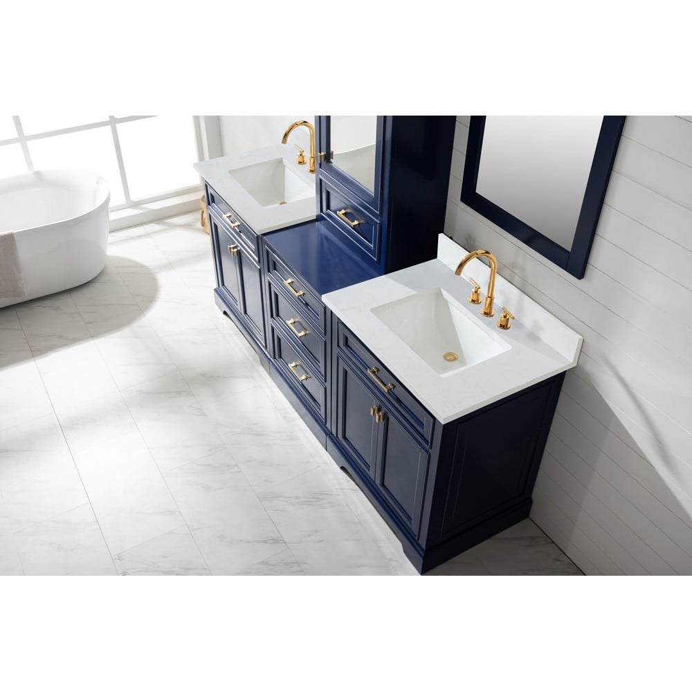 Design Element ML-84MC-WT Milano 84 Inch Freestanding Double Sink Modular Set Bathroom Vanity, White