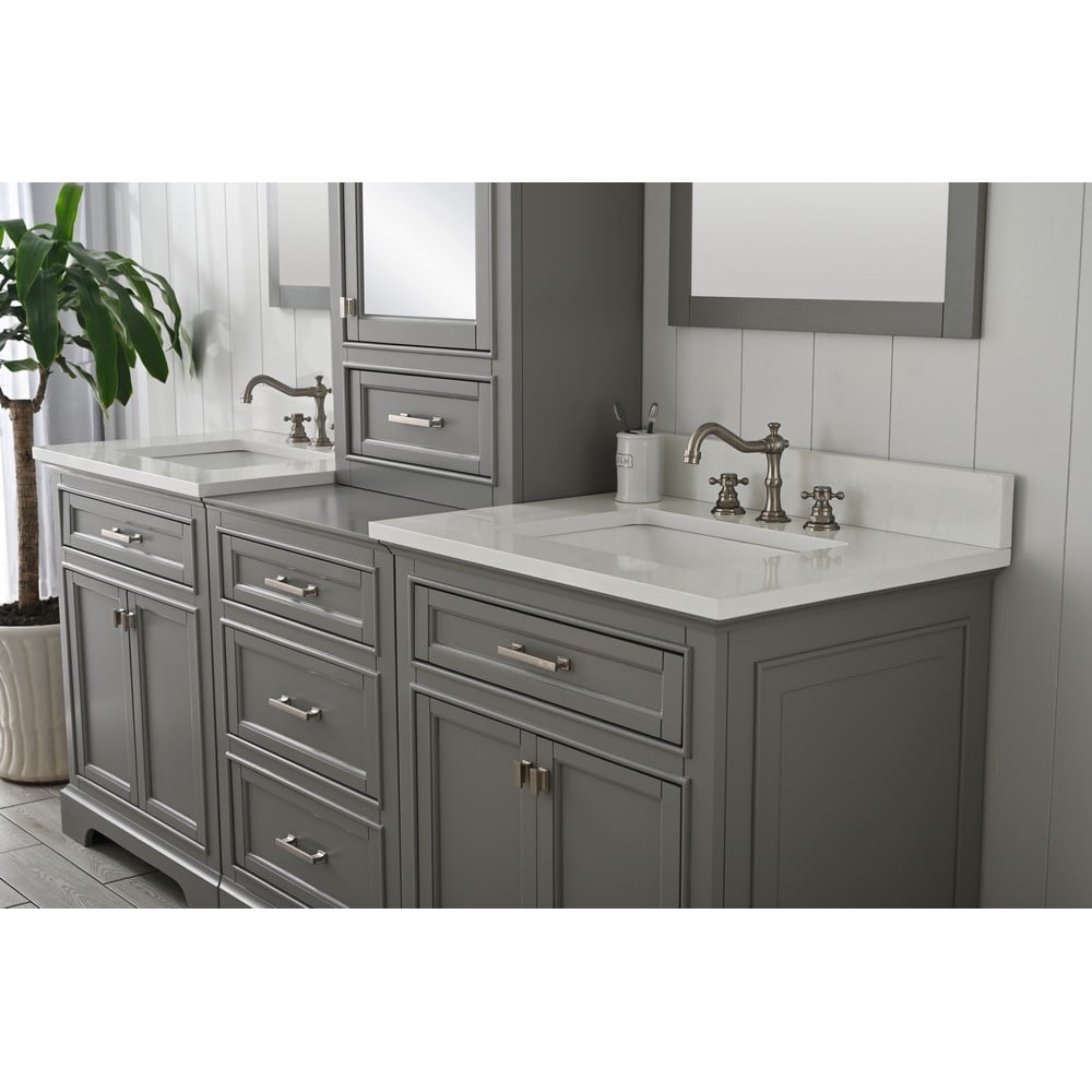 Design Element ML-84MC-WT Milano 84 Inch Freestanding Double Sink Modular Set Bathroom Vanity, White