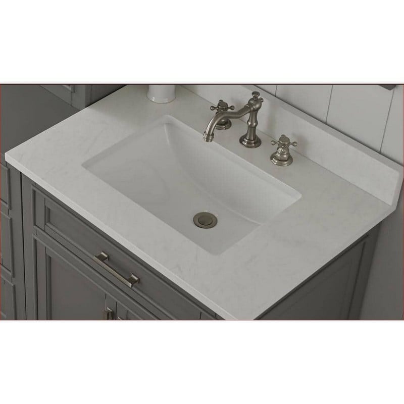 Design Element ML-96MC-GY Milano 96 Inch Modular Bath Vanity in Gray with White Quartz Top