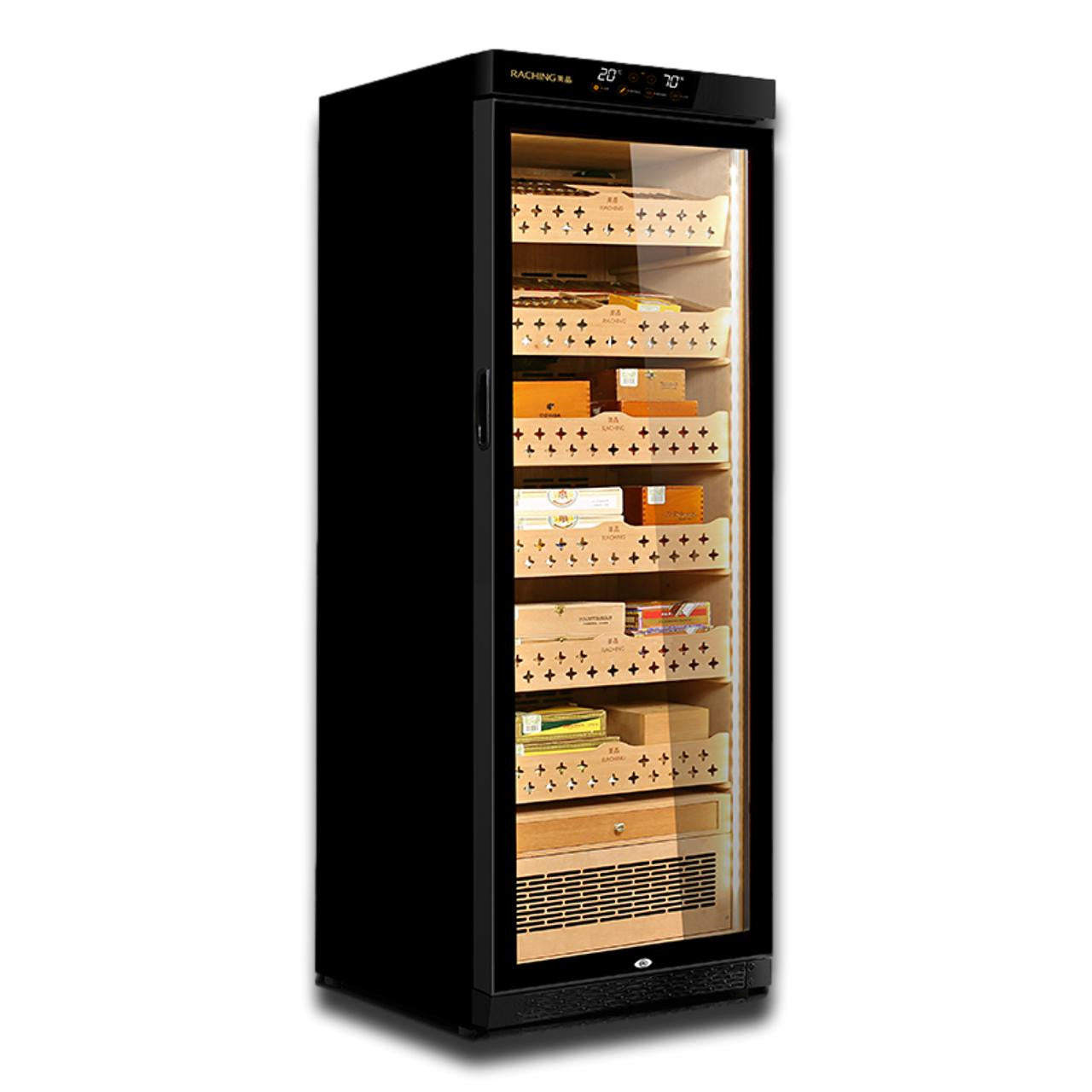 Raching MON2800A Climate Control Black Wood 1,500-Cigar Electric Humidor