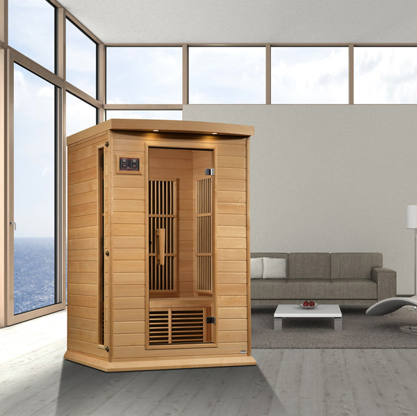 Golden Designs Maxxus 2 Person Near Zero EMF FAR Infrared Sauna - Canadian Hemlock MX-K206-01-ZF HEM