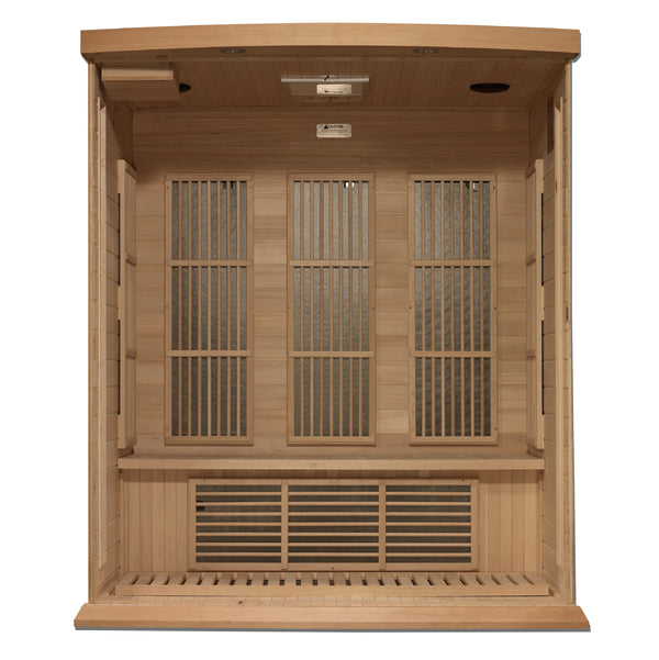 Golden Designs Maxxus 3 Person Near Zero EMF FAR Infrared Sauna - Canadian Hemlock MX-K306-01-ZF HEM